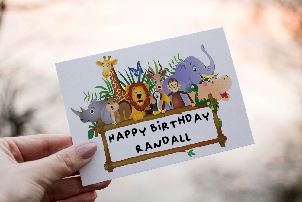 Children's Birthday Card, Safari Animal Card for Birthday - Click Image to Close